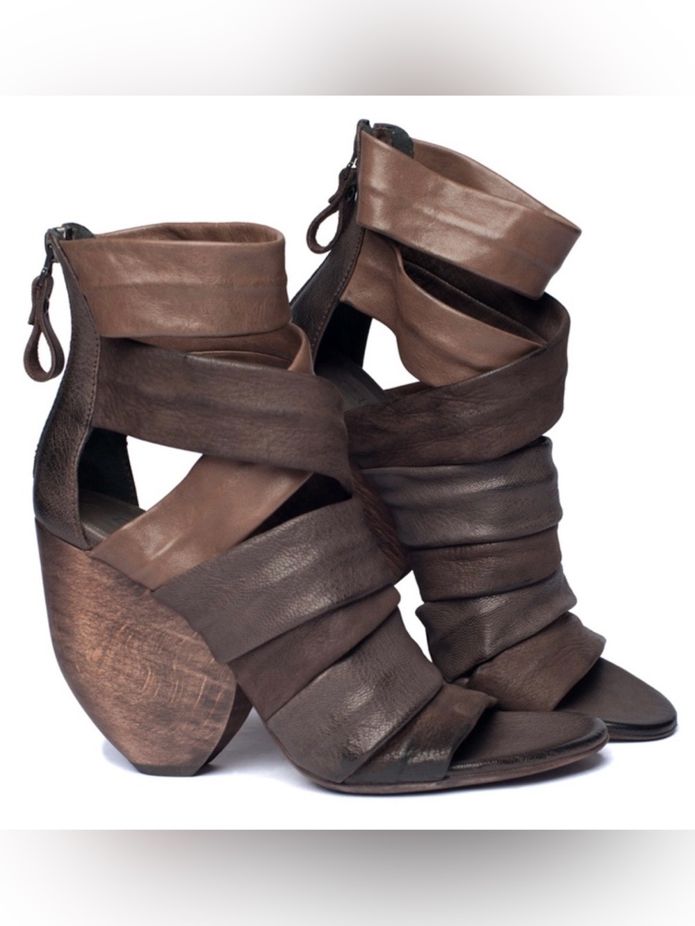 Elisanero Leather Multi-Strap Heel Sandals